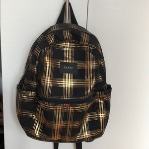 Black and gold Lorimer State backpack